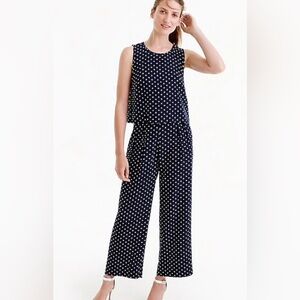 J. Crew Navy Polka Dot Jumpsuit